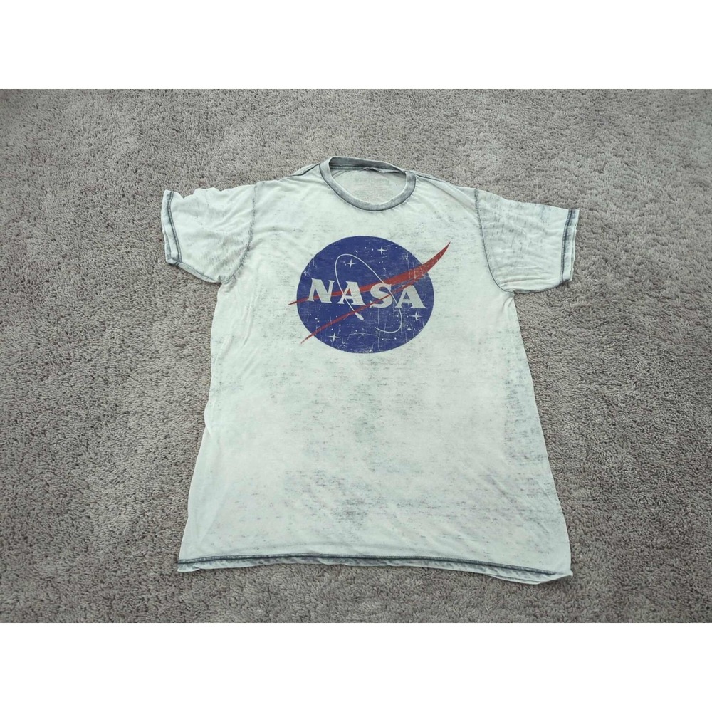 NASA T Shirt Mens M Gray Burnout Wornout Look